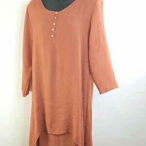 Large minimalist Copper Orange Long Sleeve Summer bohemian’s Tunic dress